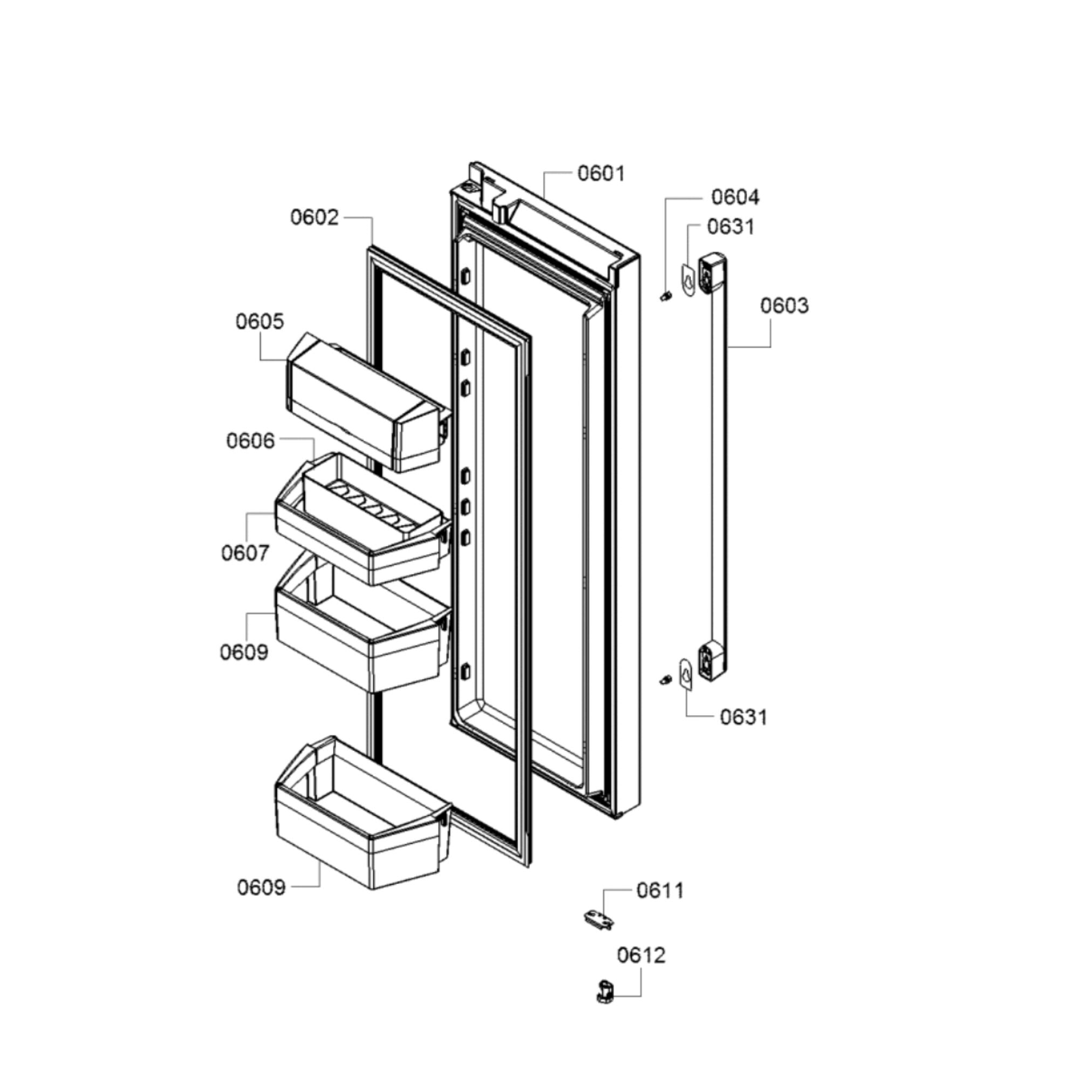 Bosch B26FT80SNS Refrigerator Door Shelf Bin - Part No 0511 & 0609