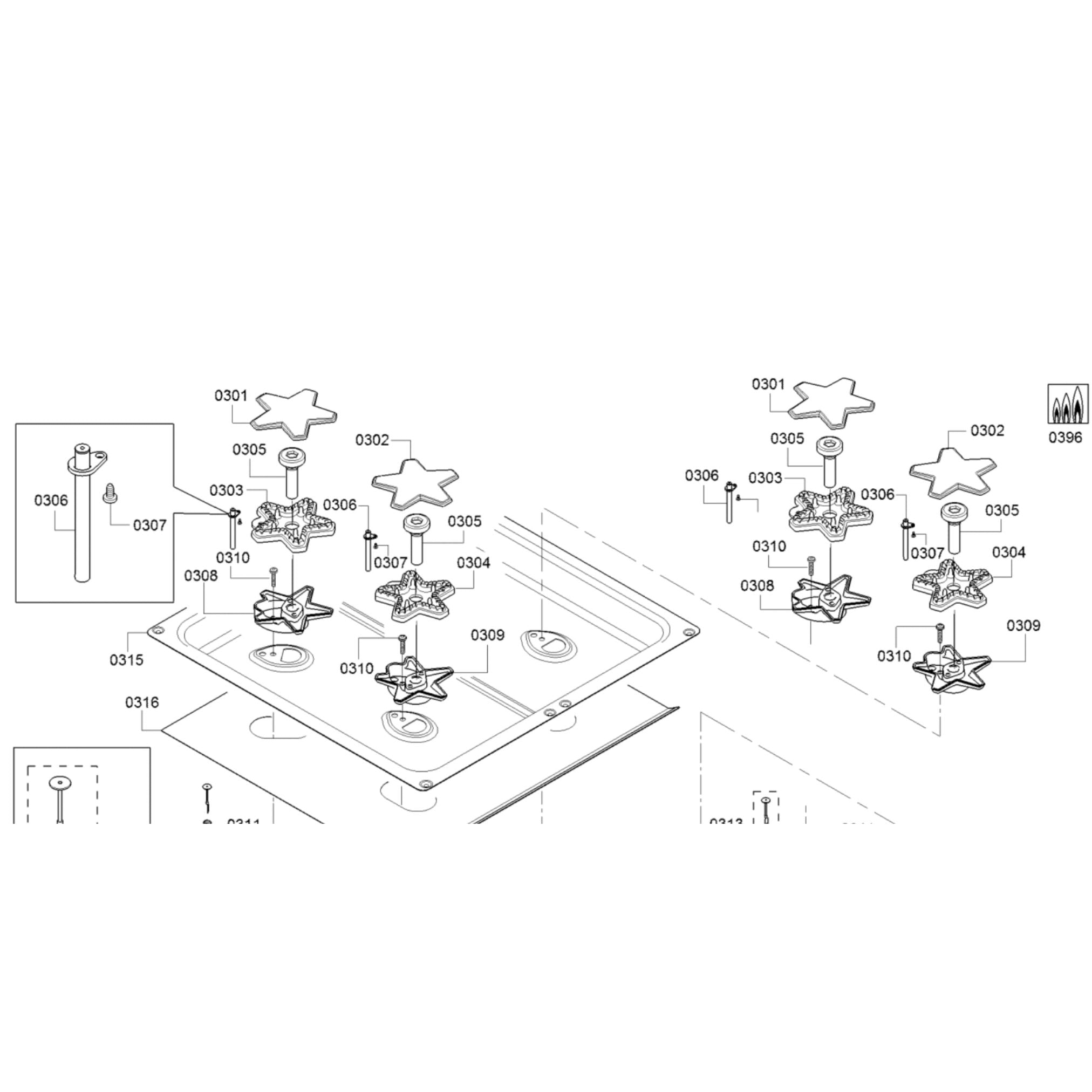 Thermador PRD486WDHU Gas Professional Range Star Burner Cap