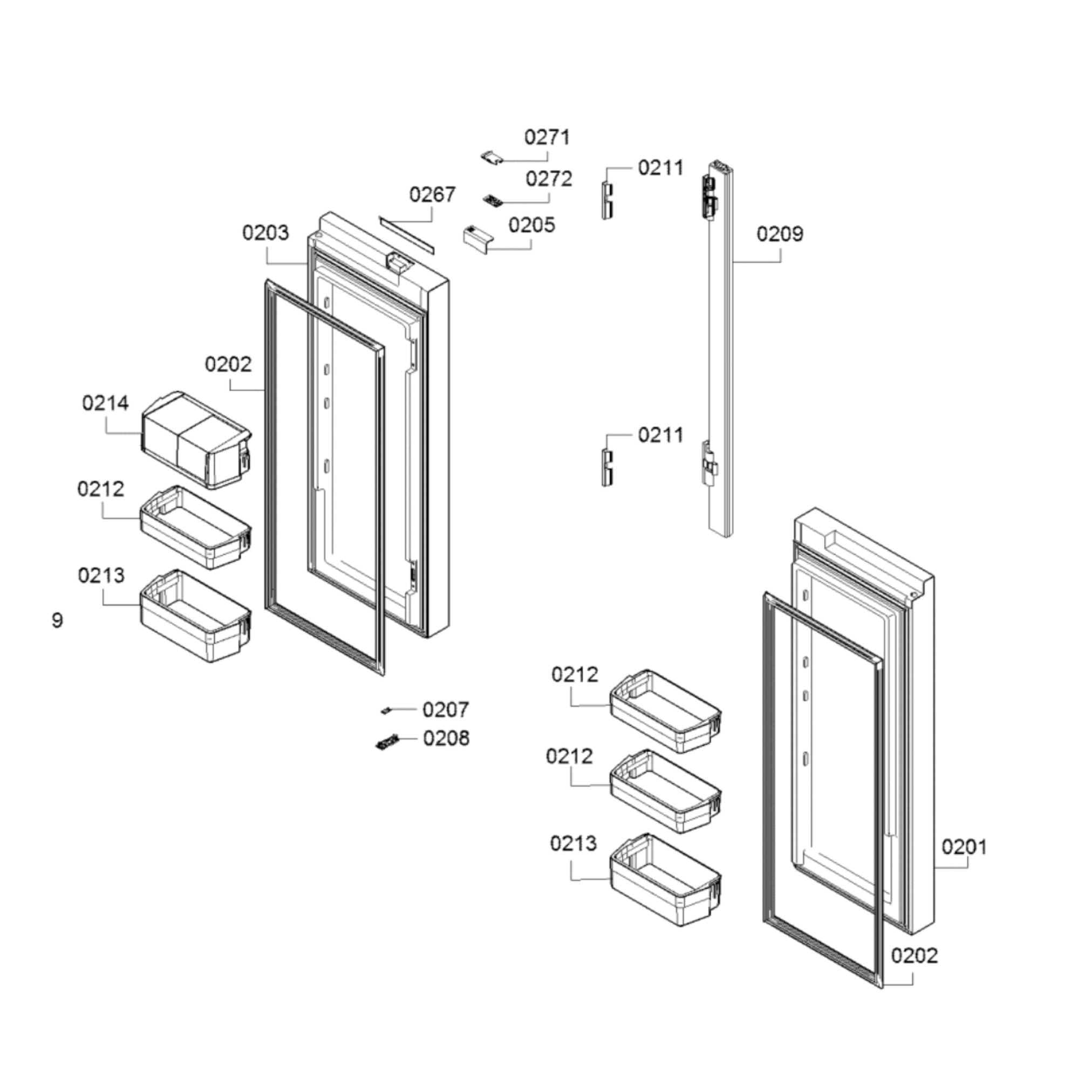 Bosch B36CL80SNS Refrigerator Door Shelf Bin - Part No 212
