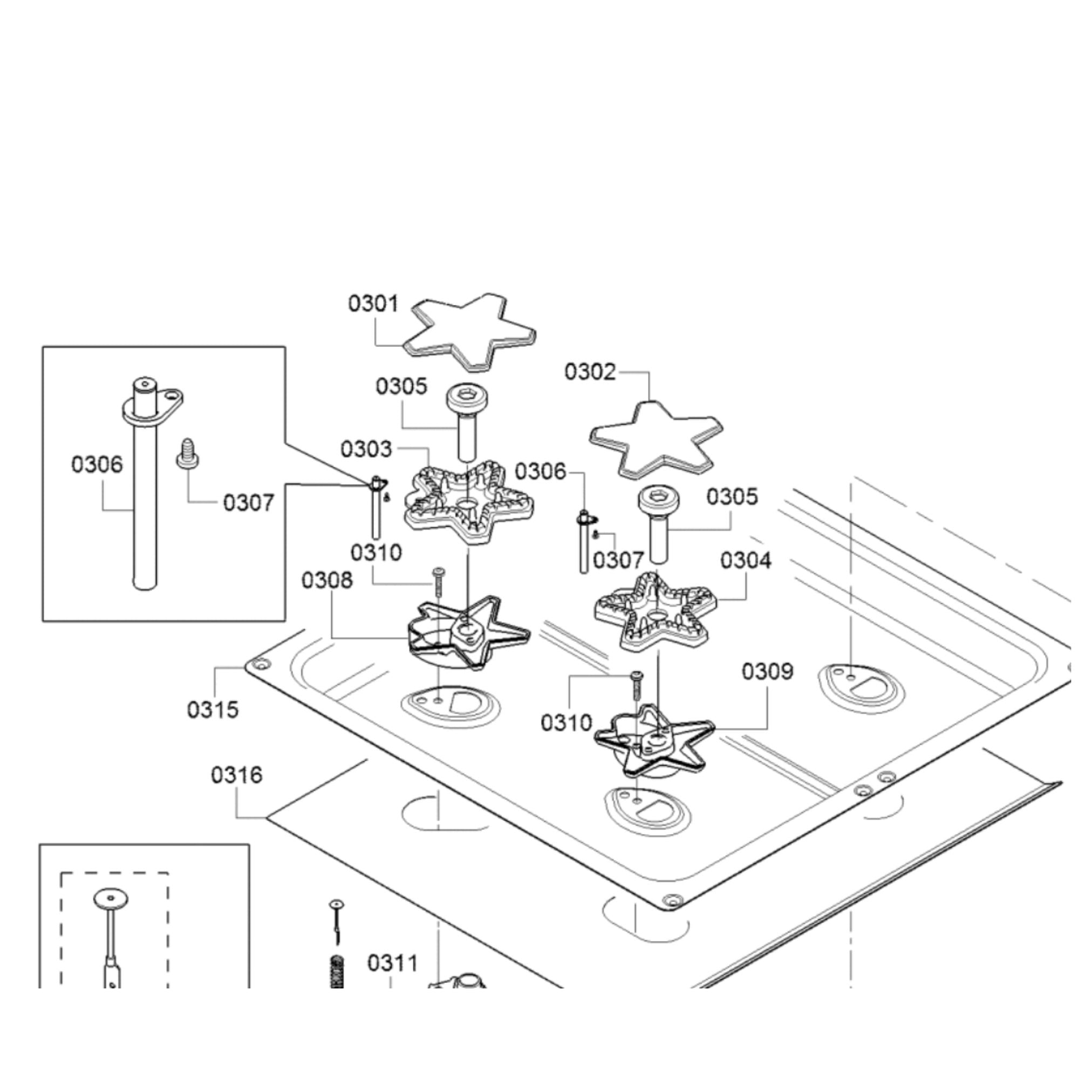 Thermador PRG486WDH Professional Range Star Burner Cap - Part No 301