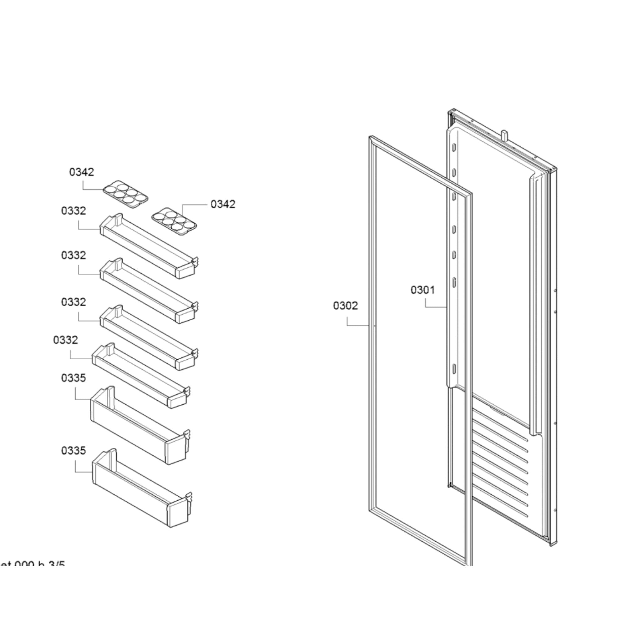 Bosch KIR81VSF0G Fridge Refrigerator Door Seal Gasket