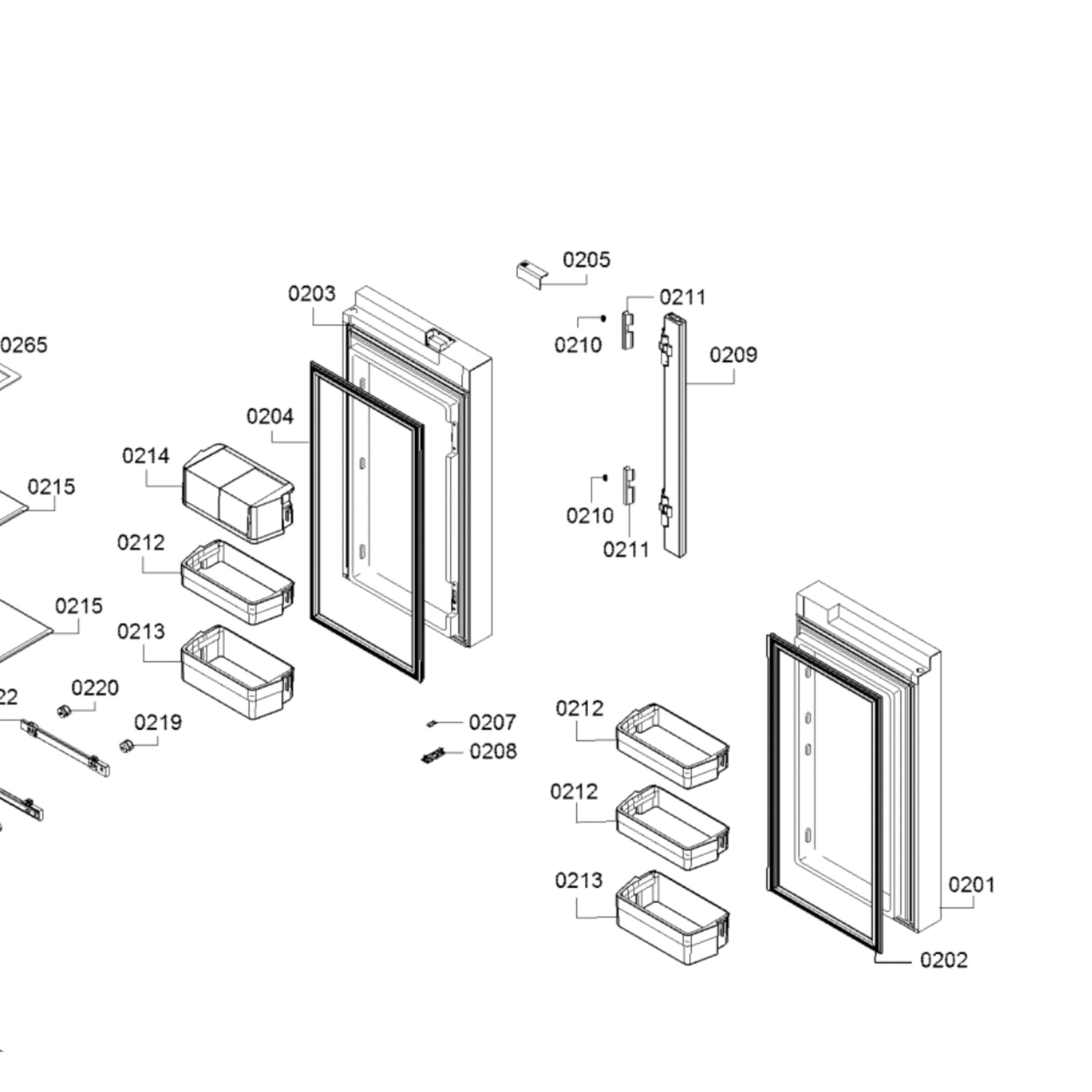 Bosch B36CL80SNS Refrigerator Door Seal - Part No 204