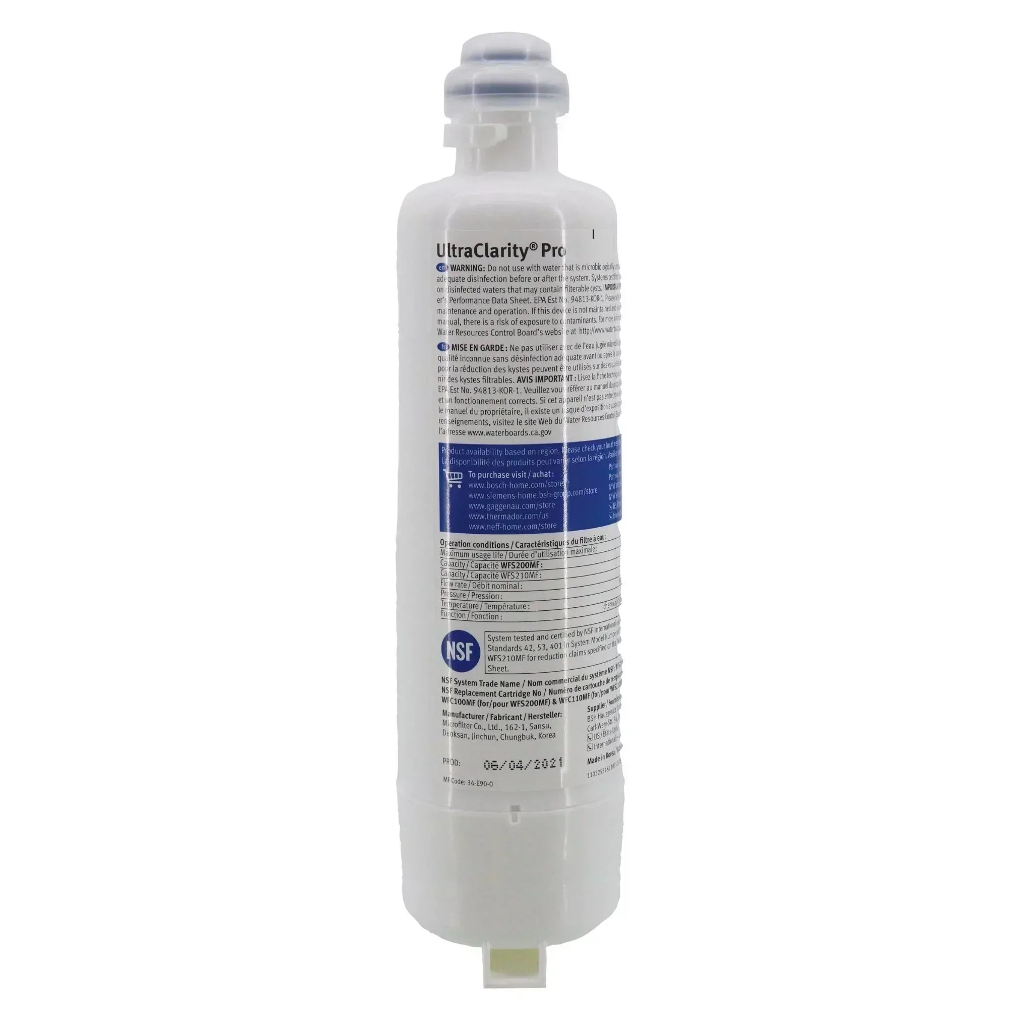 Thermador T48BT120NS Refrigerator UltraClarityPro™ Water Filter